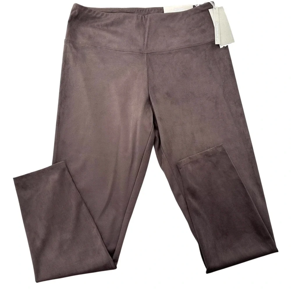 Soft Surroundings Leggings Faux Suede Chocolate Brown Women's Small Petite NWT